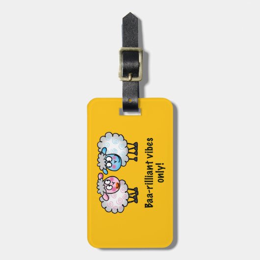 Baa-rilliant - Cute Cartoon Sheep Pair Gepäckanhänger (Vorderseite vertikal)