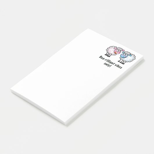 Baa-rilliant - Cute Cartoon Sheep Pair Post-it Klebezettel (angewinkelt)