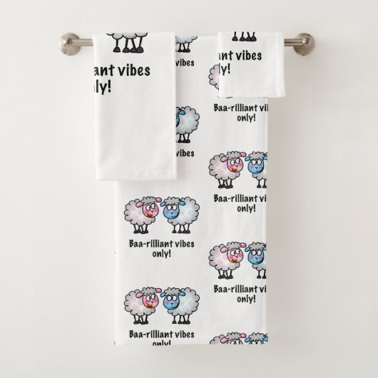 Baa-rilliant - Süßes Cartoon-Schaf-Paar Badhandtuch Set (Insitu)