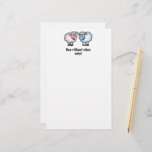 Baa-rilliant - Süßes Cartoon-Schaf-Paar Briefpapier