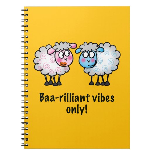 Baa-rilliant - Süßes Cartoon-Schaf-Paar Notizblock (Vorderseite)