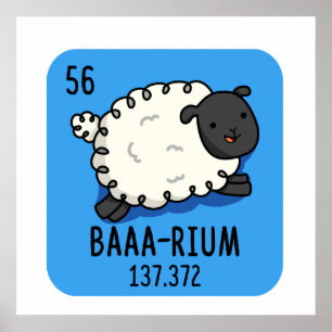 Baa-rium Funny Sheep Chemistry Pub Poster