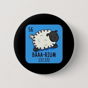 Baa-rium Funny Sheep Chemistry Pun Dark BG Button
