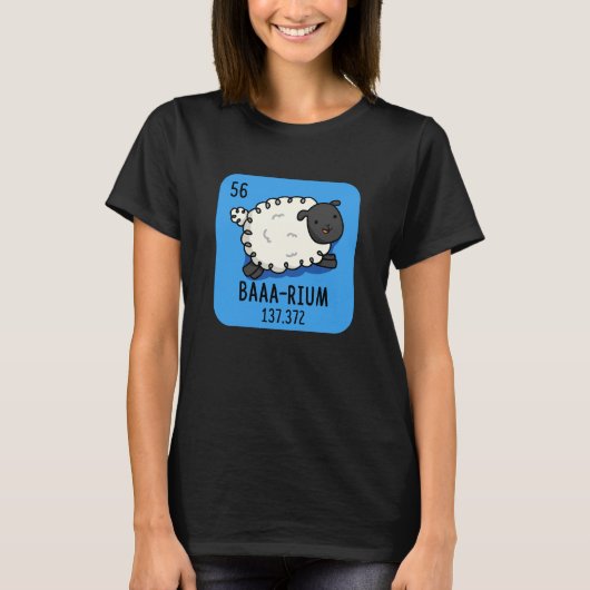Baa-rium Funny Sheep Chemistry Pun Dark BG T-Shirt (Vorderseite)