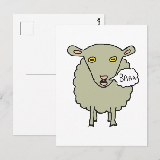 Baa Sheep Postkarte (Vorne/Hinten)