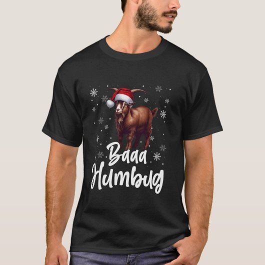 Baaa Humbug Funny Weihnachtsmannmütze Ziege Xmas S T-Shirt (Vorderseite)