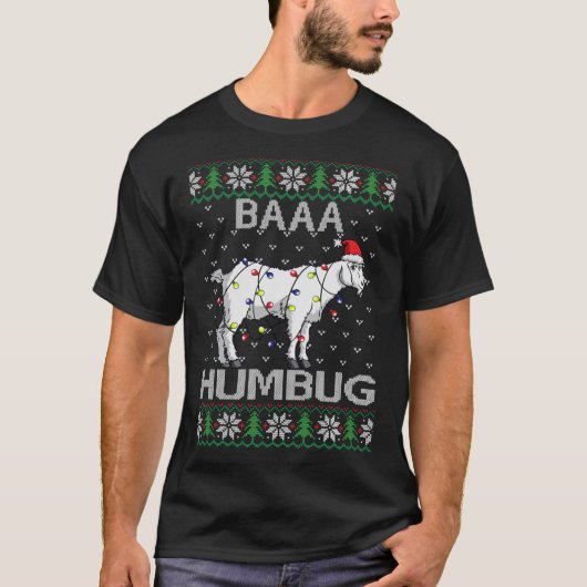 Baaa Humbug Ziege Weihnachtsmannmütze Weihnachtsbe T-Shirt (Vorderseite)