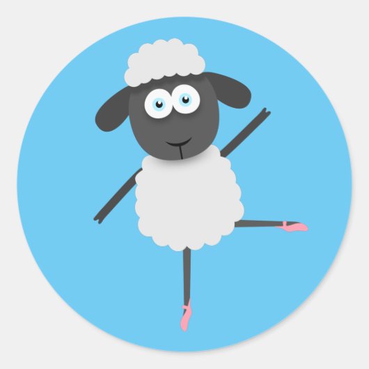 Baaa llerina runder aufkleber (Vorderseite)