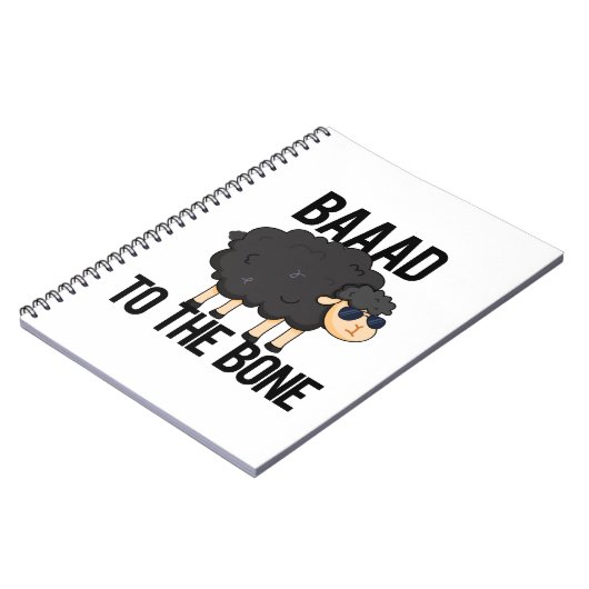 Baaad zum Knochen-Funny Black Sheep Puff Notizblock (Linke Seite)