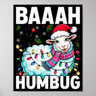 Baaah Humbug Schaf Weihnachtsbeleuchtung Lustig An Poster