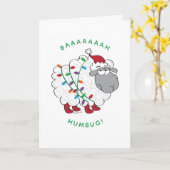 Baaah Humbug Sheep Wrackte in Weihnachtsbeleuchtun Karte (Gelbe Blume)