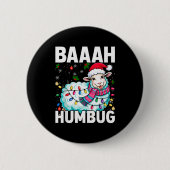 Baaah Humbug Sheep Xmas Lights Funny Anti Christma Button (Vorderseite)