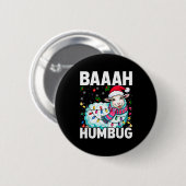 Baaah Humbug Sheep Xmas Lights Funny Anti Christma Button (Vorne & Hinten)
