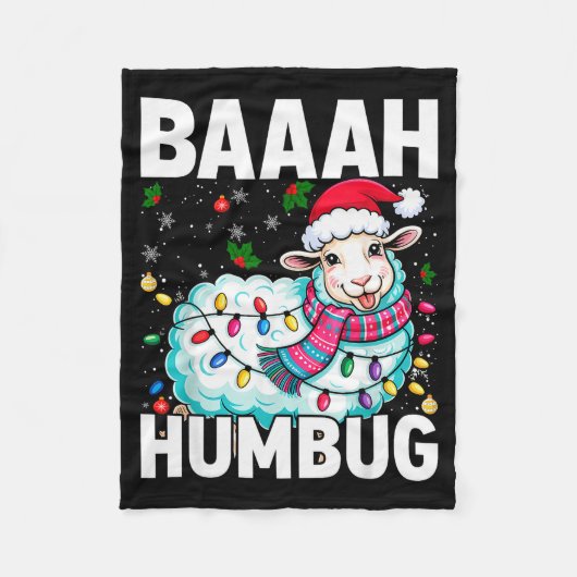Baaah Humbug Sheep Xmas Lights Funny Anti Christma Fleecedecke (Vorderseite)
