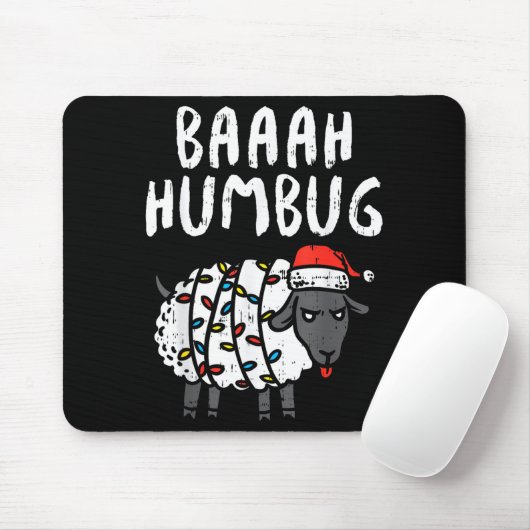 Baaah Humbug Sheep Xmas Lights Funny Anti Christma Mousepad (Mit Mouse)