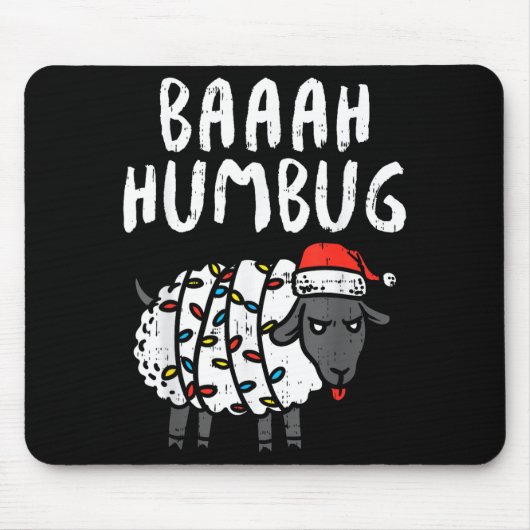 Baaah Humbug Sheep Xmas Lights Funny Anti Christma Mousepad (Vorne)