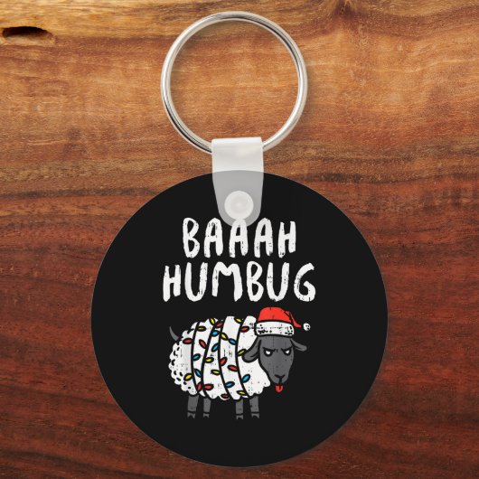 Baaah Humbug Sheep Xmas Lights Funny Anti Christma Schlüsselanhänger (Vorderseite)