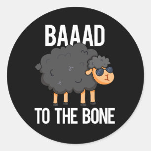 Baad to Bone Funny Black Sheep Puff Dark BG Runder Aufkleber
