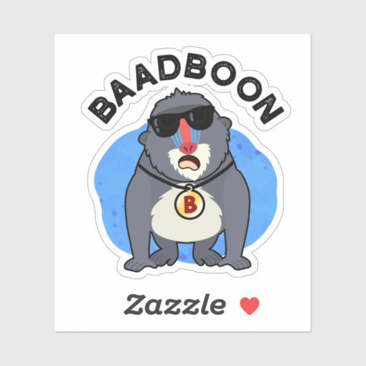 Baadboon Funny Bad Baboon Pun Aufkleber (Blatt)