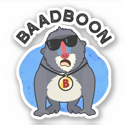 Baadboon Funny Bad Baboon Pun Aufkleber (Vorderseite)