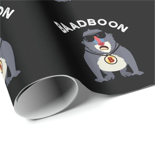 Baadboon Funny Bad Baboon Pun Dark BG Geschenkpapier (Rolleneckpunkt)