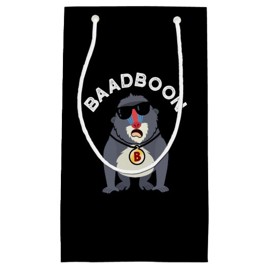 Baadboon Funny Bad Baboon Pun Dark BG Kleine Geschenktüte (Vorderseite)