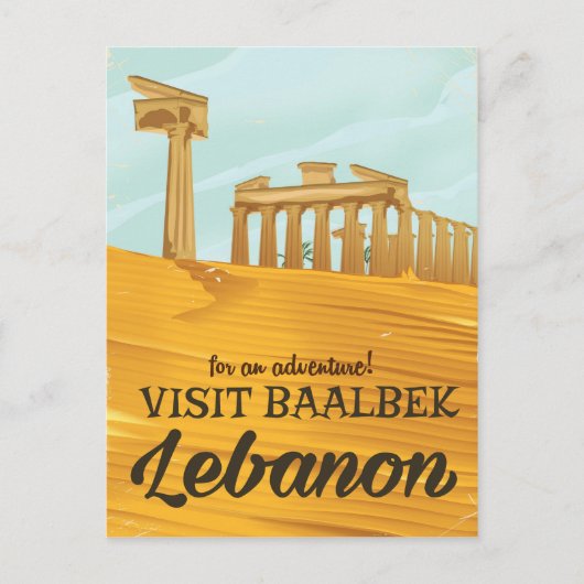 Baalbek Temple Libanon Vintage Reiseplakat Postkarte (Vorderseite)
