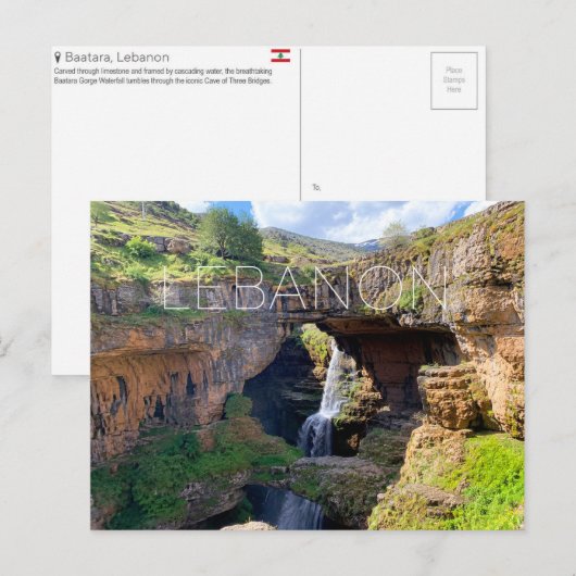 Baatara Wasserfall, Libanon Reise-Postkarte Postkarte (Vorne/Hinten)