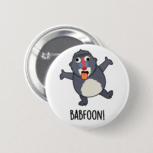Bab-foon Funny Baffoon Baboon Pun Button (Vorne & Hinten)