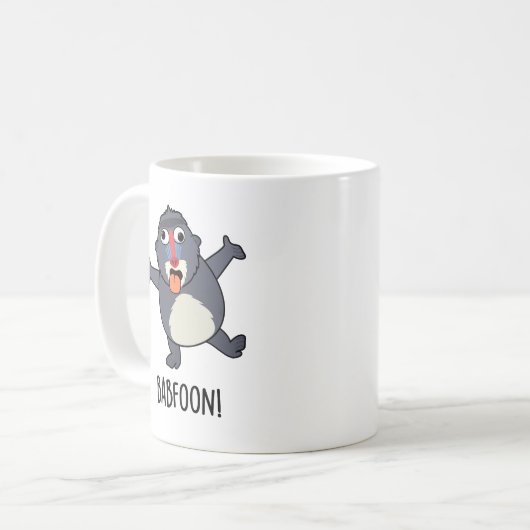 Bab-foon Funny Baffoon Baboon Pun Kaffeetasse (Vorderseite Links)