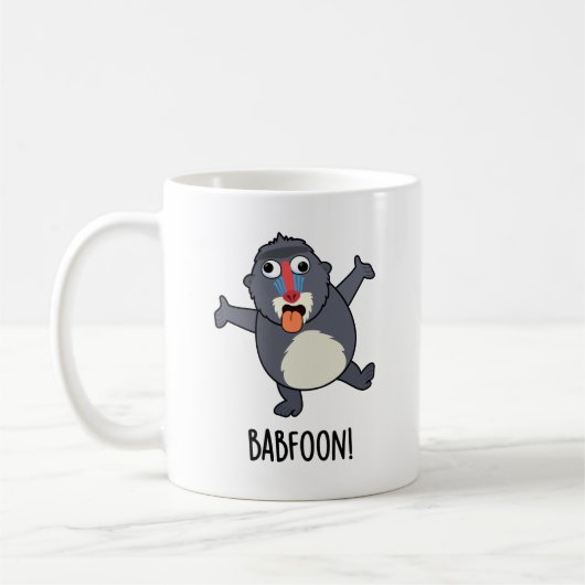Bab-foon Funny Baffoon Baboon Pun Kaffeetasse (Links)