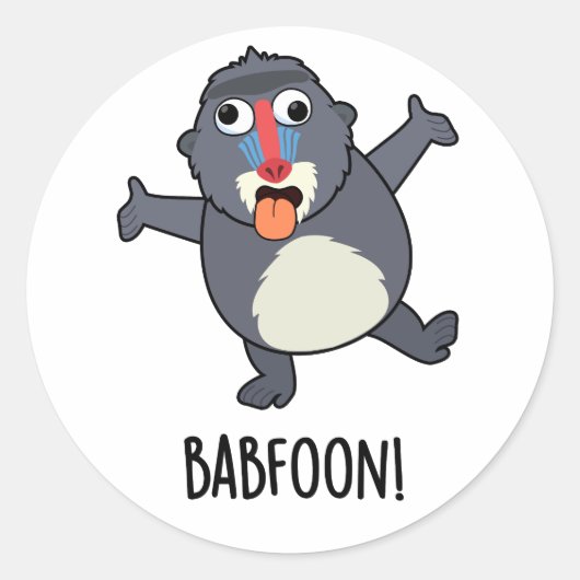 Bab-foon Funny Baffoon Baboon Pun Runder Aufkleber (Vorderseite)