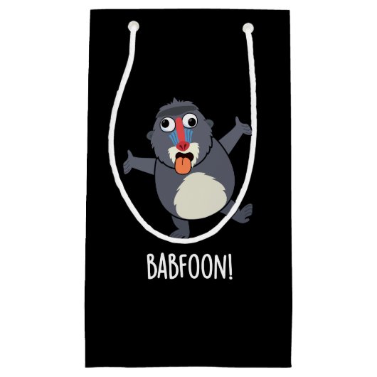 Bab-foon Funny Buffoon Baboon Pun Dark BG Kleine Geschenktüte (Vorderseite)
