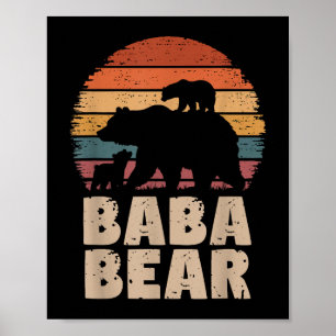 Baba Bär Vintage Retro Lustiger Vatertag 2 Junge  Poster