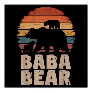 Baba Bär Vintage Retro Lustiger Vatertag Poster