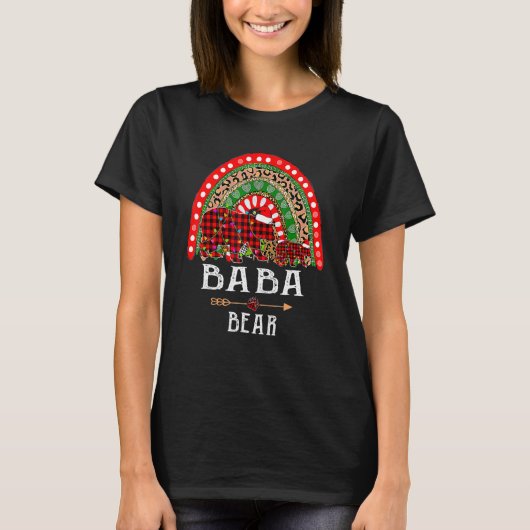 Baba Bear Christmas Rainbow Leopard Familie Christ T-Shirt (Vorderseite)