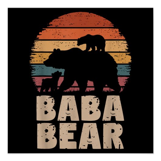 Baba Bear Vintag Retro Funny Vatertag Poster (Vorderseite)