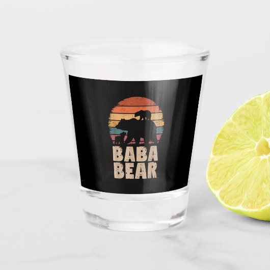 Baba Bear Vintag Retro Funny Vatertag Schnapsglas (Vorderseite)