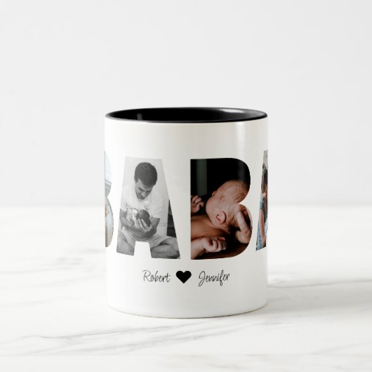 Baba Foto Collage Geschenk Vater oder Opa Zweifarbige Tasse (Mittel)