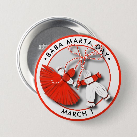 Baba Marta Day Martenitsa Button (Vorne & Hinten)