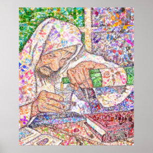 Baba Sali Hebrew Letters Poster