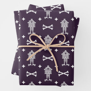 Baba Yagas Hütte Folk Horror Wrapping Paper Sheets Geschenkpapier Set