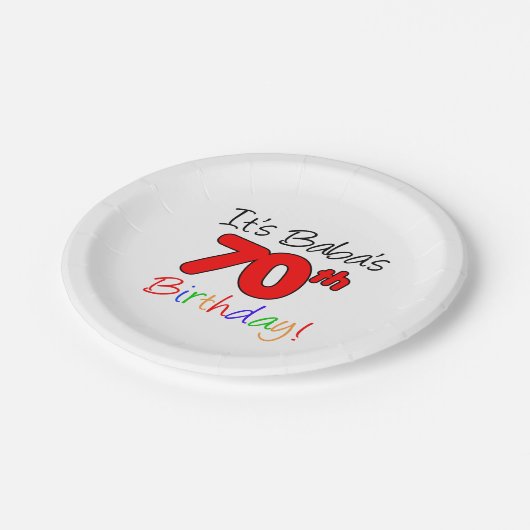 Babas 70. Geburtstag Pappteller (Schrägansicht)