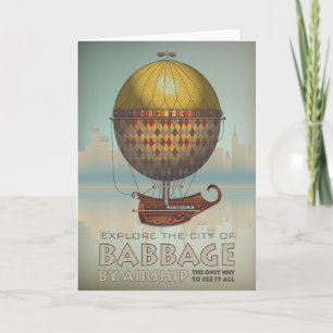 Babbage durch Luftschiff Steampunk Vintage Reise Karte