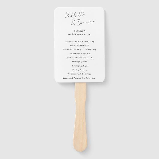 Babbette Minimalistisch Modern Wedding Program Fächer (Vorderseite)