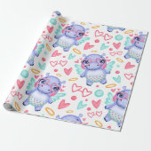 Babby Hippo mit Herzform-Sonnenbrille Geschenkpapier (Ungerollt)
