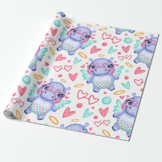 Babby Hippo mit Herzform-Sonnenbrille Geschenkpapier