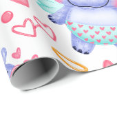 Babby Hippo mit Herzform-Sonnenbrille Geschenkpapier (Rolleneckpunkt)