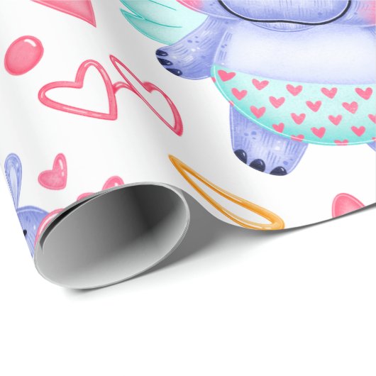 Babby Hippo mit Herzform-Sonnenbrille Geschenkpapier (Rolleneckpunkt)