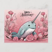Babby Narwhal Jahrestag Postkarte (Vorderseite)